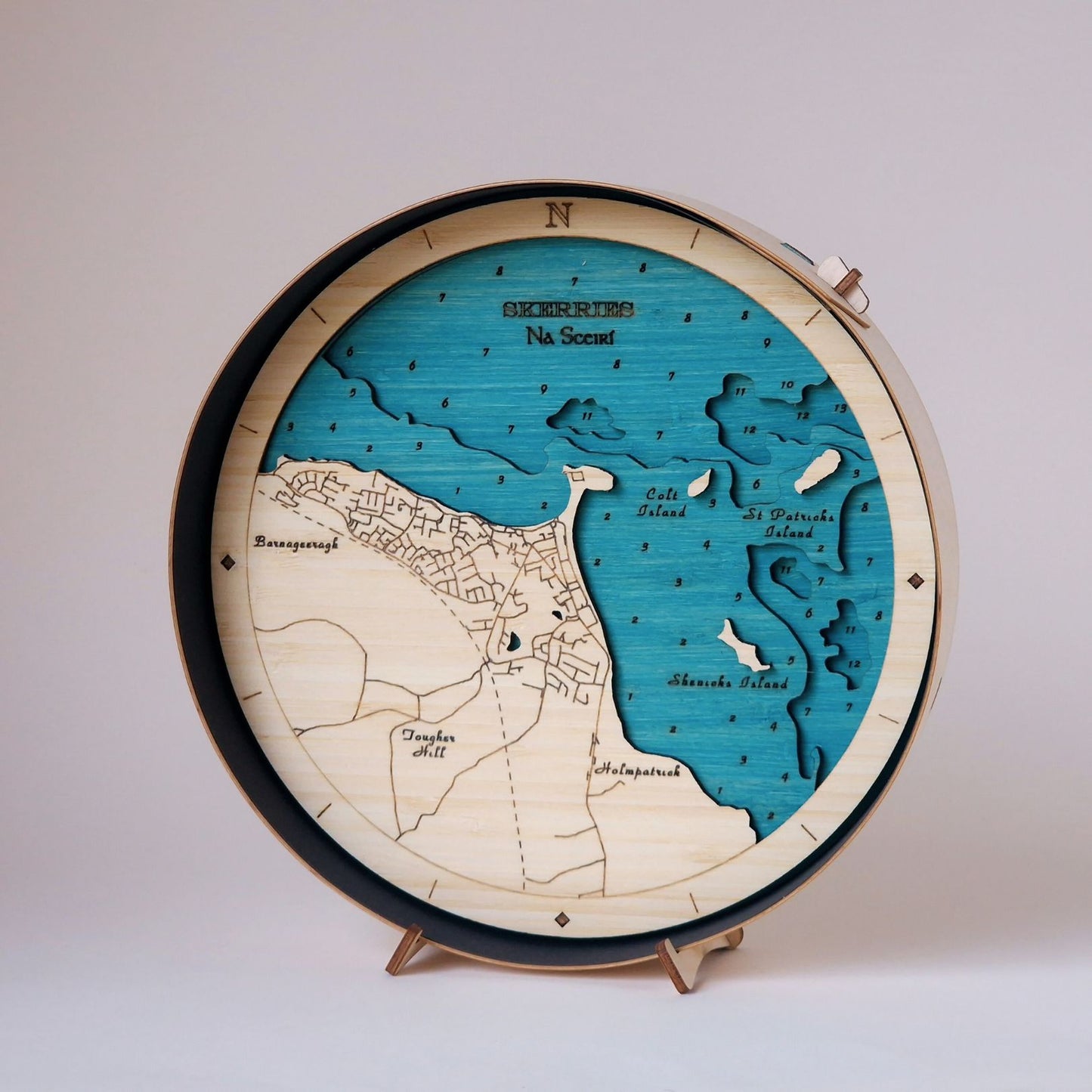 Dublin collection round wooden 3d maps