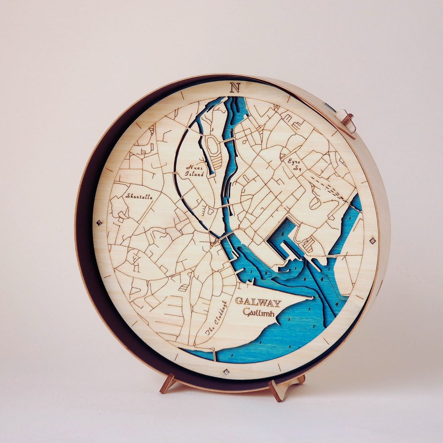 Galway collection round wooden 3d maps