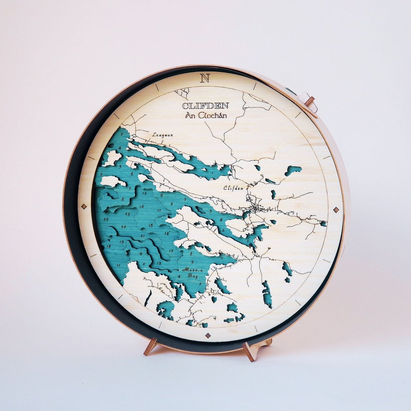 Galway collection round wooden 3d maps