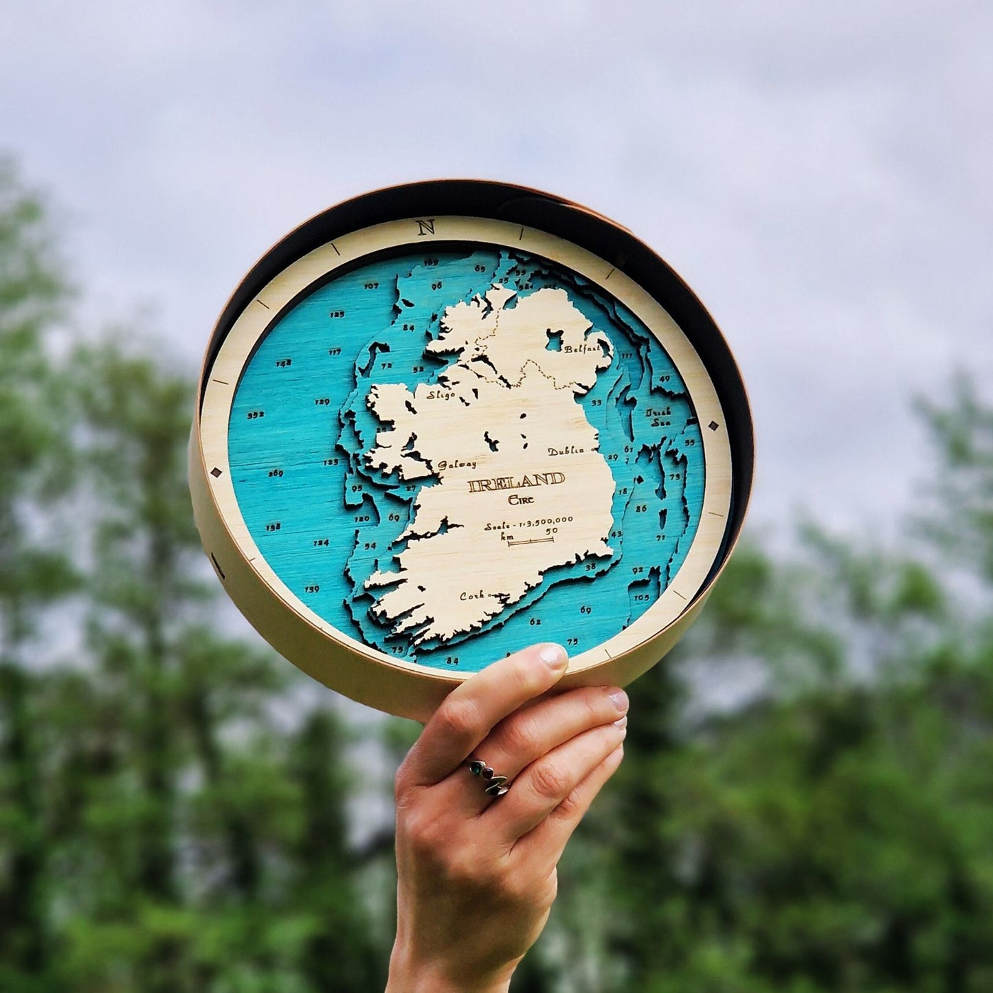 Dublin collection round wooden 3d maps