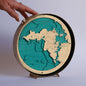 Mayo collection round wooden 3d maps